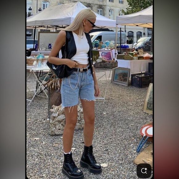 BDG Urban Outfitters High- Rise Blue Denim Jeans sz 27 Raw Hem Beachy Coastal - Picture 12 of 13